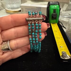 Turquoise Beaded Bracelet sterling silver clasp